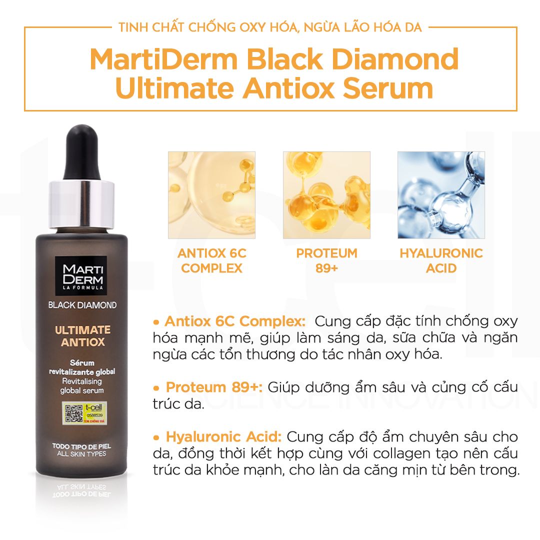 Tinh Chất Chống Oxy Hóa, Ngừa Lão Hóa Da - MartiDerm Black Diamond Ultimate Antiox Serum