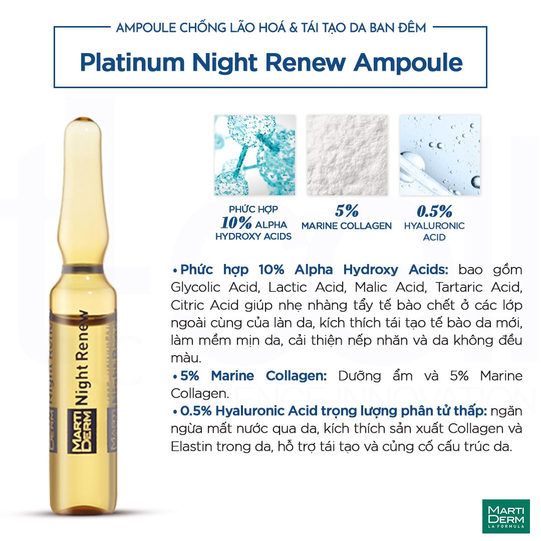 Ampoule Chống Lão Hoá & Tái Tạo Da Ban Đêm - MartiDerm Platinum Night Renew Ampoule