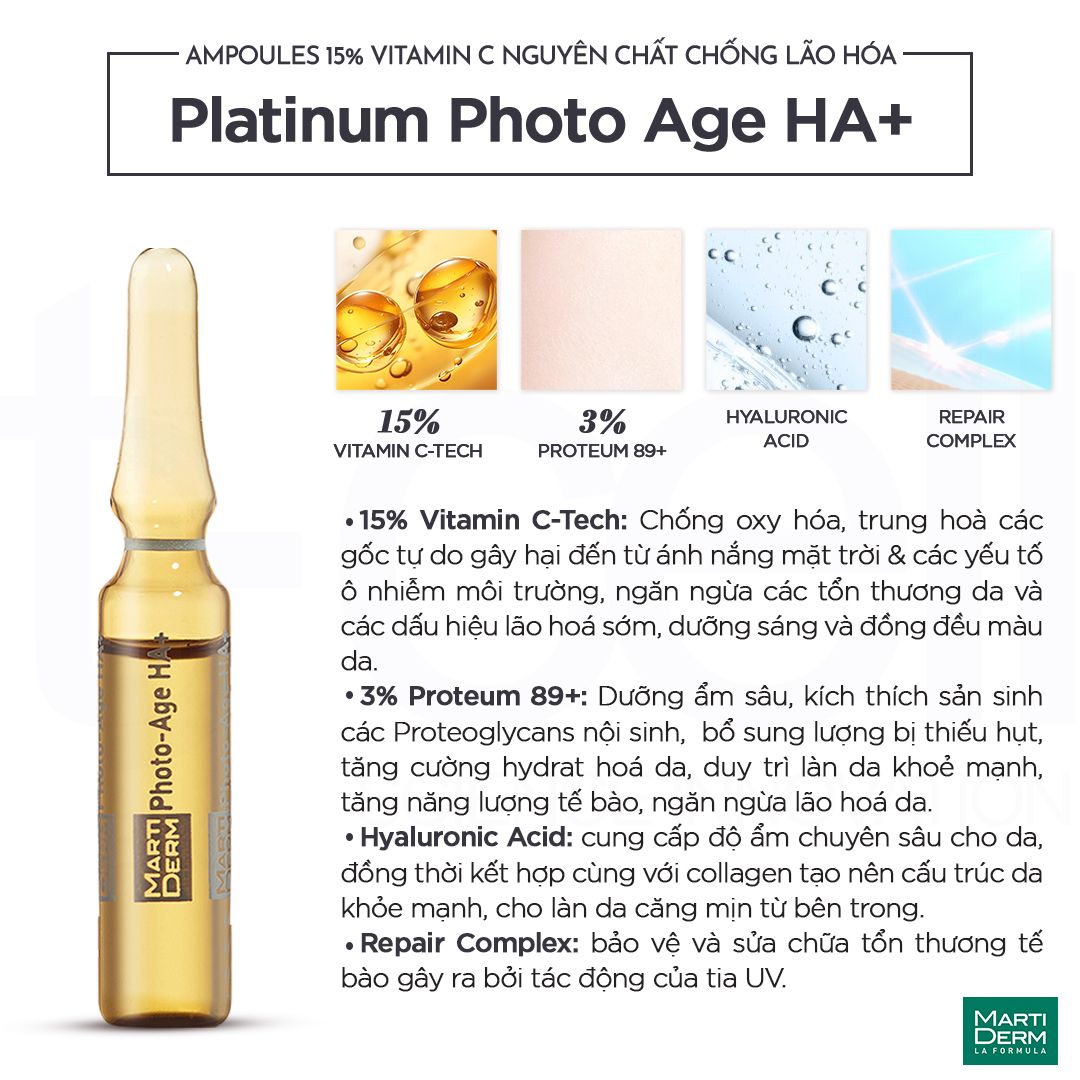 Ampoules 15% Vitamin C Nguyên Chất Chống Lão Hóa - MartiDerm Platinum Photo Age HA+