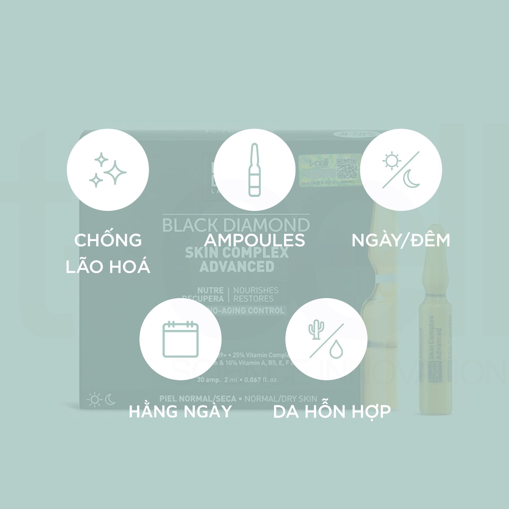 Ampoule Chống Oxy Hoá, Trẻ Hóa & Làm Sáng Da 5% Proteum 89+, 15% Vitamin C-Tech - MartiDerm Black Diamond Skin Complex Advanced