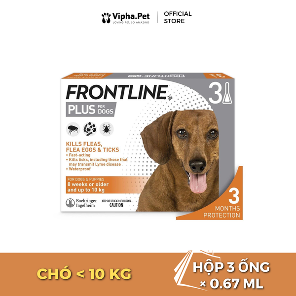 FRONTLINE® PLUS FOR DOGS Tuýp nhỏ gáy phòng & trị ve, rận, bọ chét (trứng, ấu trùng, con trưởng thành) cho chó size S (2-10kg)