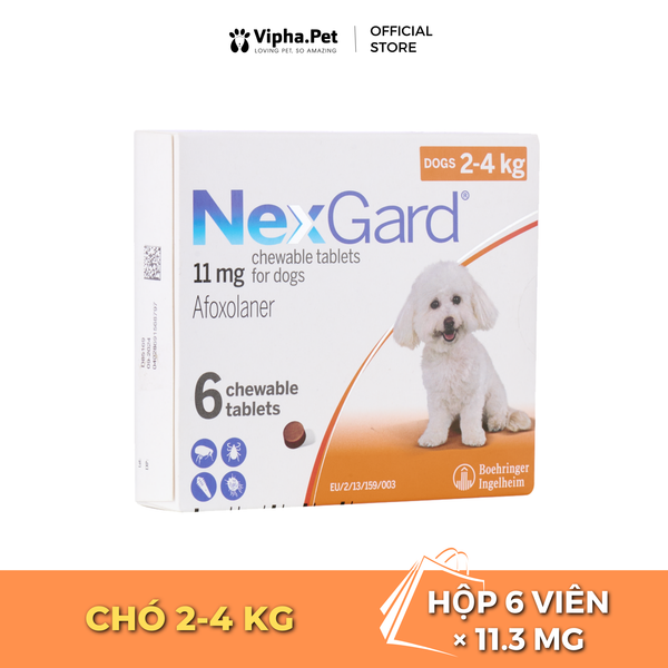 NEXGARD - Viên nhai phòng & trị ve, rận, bọ chét, ghẻ demodex, sarcoptes dành cho chó size S (2-4kg)