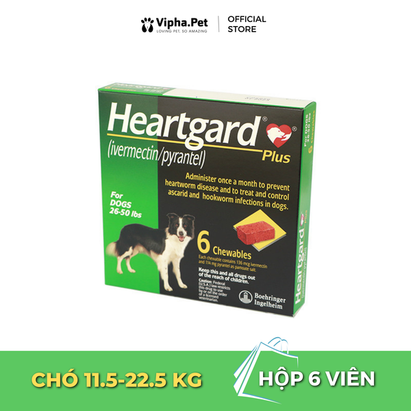 HEARTGARD® PLUS Viên nhai xổ giun đũa, giun móc, giun tim dành cho chó size M (11.5kg-22.5kg)