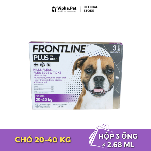 FRONTLINE® PLUS FOR DOGS Tuýp nhỏ gáy phòng & trị ve, rận, bọ chét (trứng, ấu trùng, con trưởng thành) cho chó size L (20-40kg)