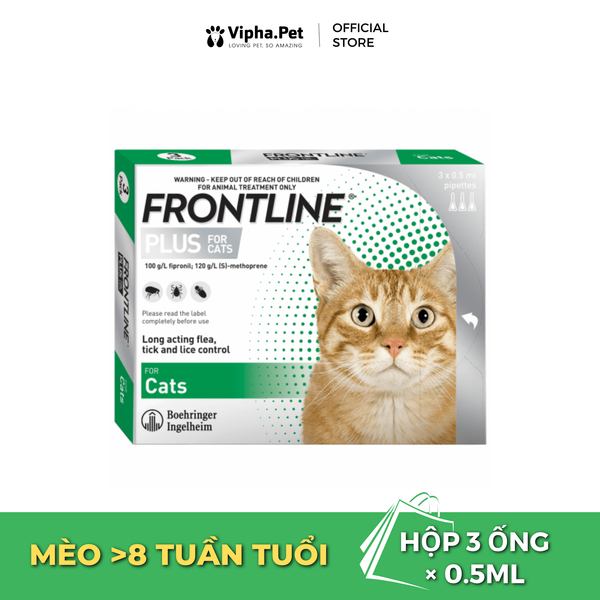 FRONTLINE® PLUS FOR CATS Tuýp nhỏ gáy phòng & trị ve, rận, bọ chét (trứng, ấu trùng, con trưởng thành) dành cho mèo