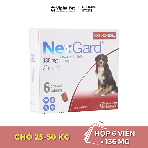 NEXGARD - Viên nhai phòng & trị ve, rận, bọ chét, ghẻ demodex, sarcoptes dành cho chó size XL (25-50kg)