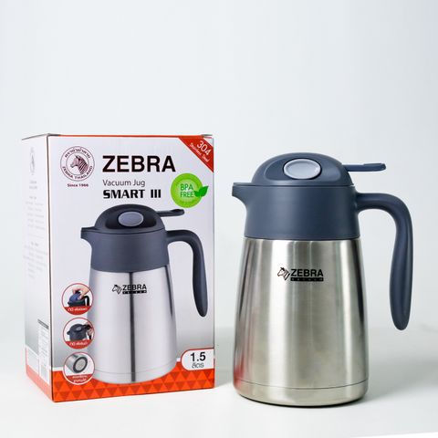 Bình giữ nhiệt Inox Zebra Smart III 1.5L - 112948 || Zebra Smart III stainless steel vacuum flask with spout and handle 1.5L - 112948