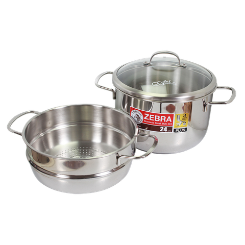 Xửng hấp Inox Extreme Infinity 3 đáy, 6.2L nắp kính 24cm - 163640 - Xửng bếp từ  || Extreme Infinity 3-layer-bottom stainless steel steamer 24cm 6.2L with glass lid - 163640