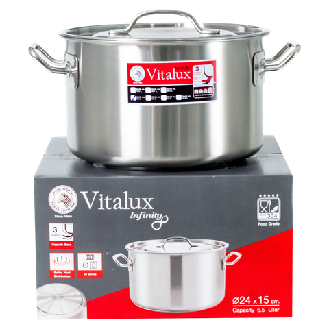 Nồi hầm 3 đáy Vitalux Infinity 24x15cm, 6.5L - 171344 || Vitalux Infinity 3-layer-bottom stockpot 24x15cm, 6.5L - 171344