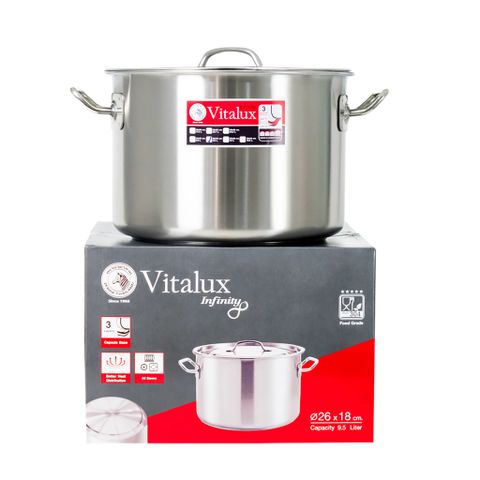 Nồi hầm 3 đáy Vitalux Infinity 26x18cm, 9.5L - 171345 || Vitalux Infinity 3-layer-bottom stockpot  26x18cm, 9.5L - 171345