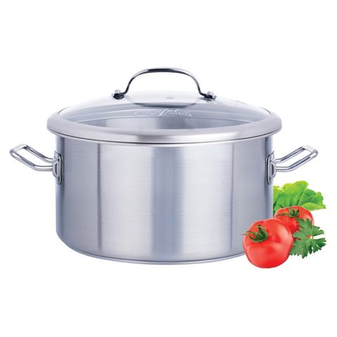 Nồi hầm Inox Vitalux 3 đáy nắp kính 28x20cm, 12L  - 171371 || Vitalux 3-layer-bottom stockpot with glass lid 28x20cm, 12L - 171371