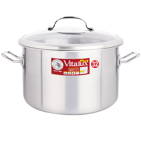 Nồi hầm Inox Vitalux 3 đáy nắp kính 32x23cm, 18.5L  - 171373 || Vitalux 3-layer-bottom stockpot with glass lid 32x23cm, 18.5L - 171373