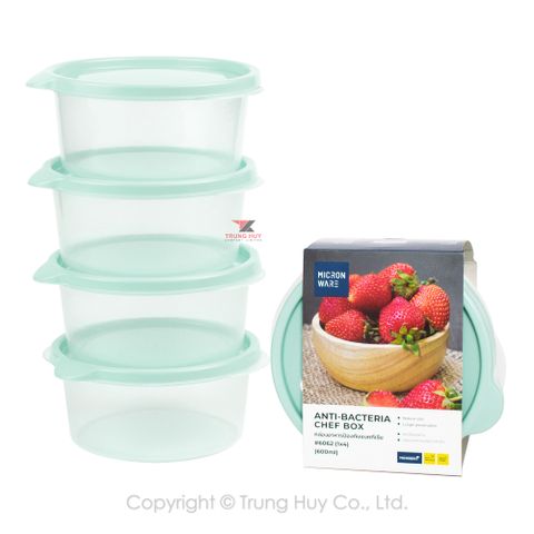 Bộ hộp nhựa 600ml 4 món - 6062/4 || Set of 4 plastic food containers 600ml - 6062/4