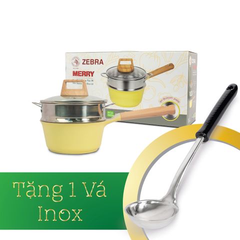 Bộ quánh xửng chống dính ZEBRA vân đá 3 đáy nắp kính 18cm - 966001 - Xửng bếp từ