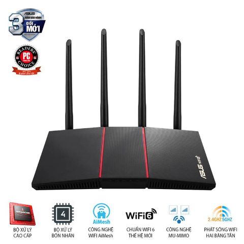  Router wifi ASUS RT - AX55 (Mobile Gaming) Wireless AX1800Mbps 