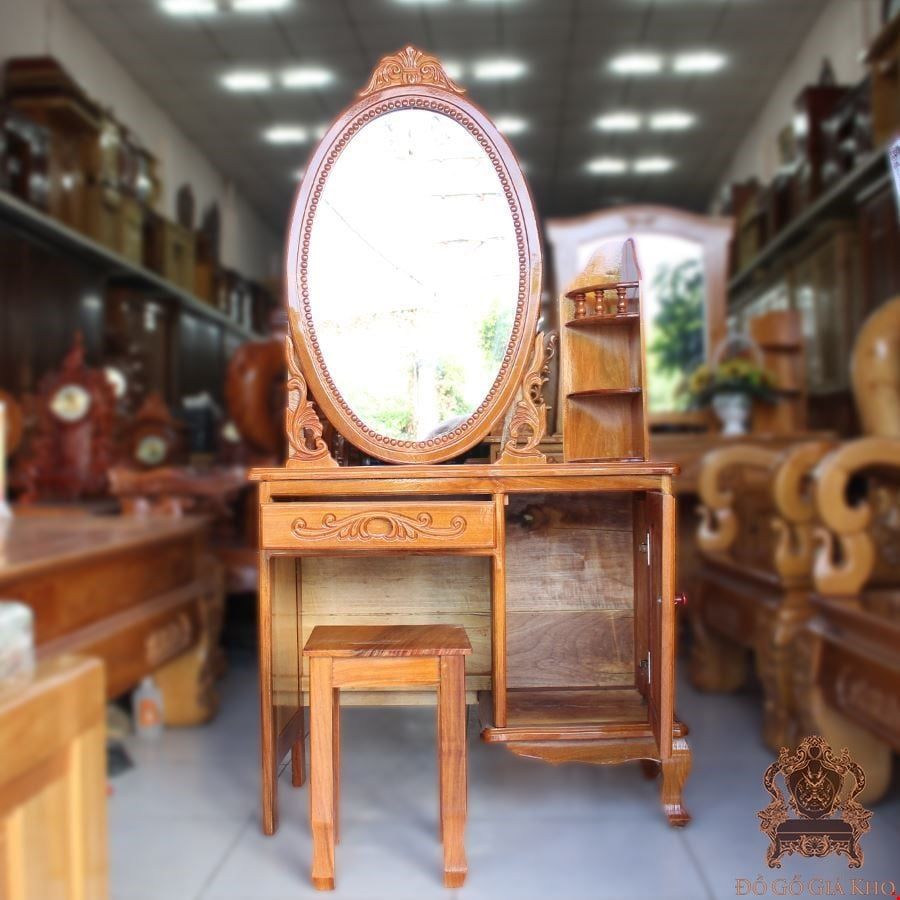 BP018 - BÀN PHẤN GỖ GÕ ĐỎ + CĂM XE - PN
