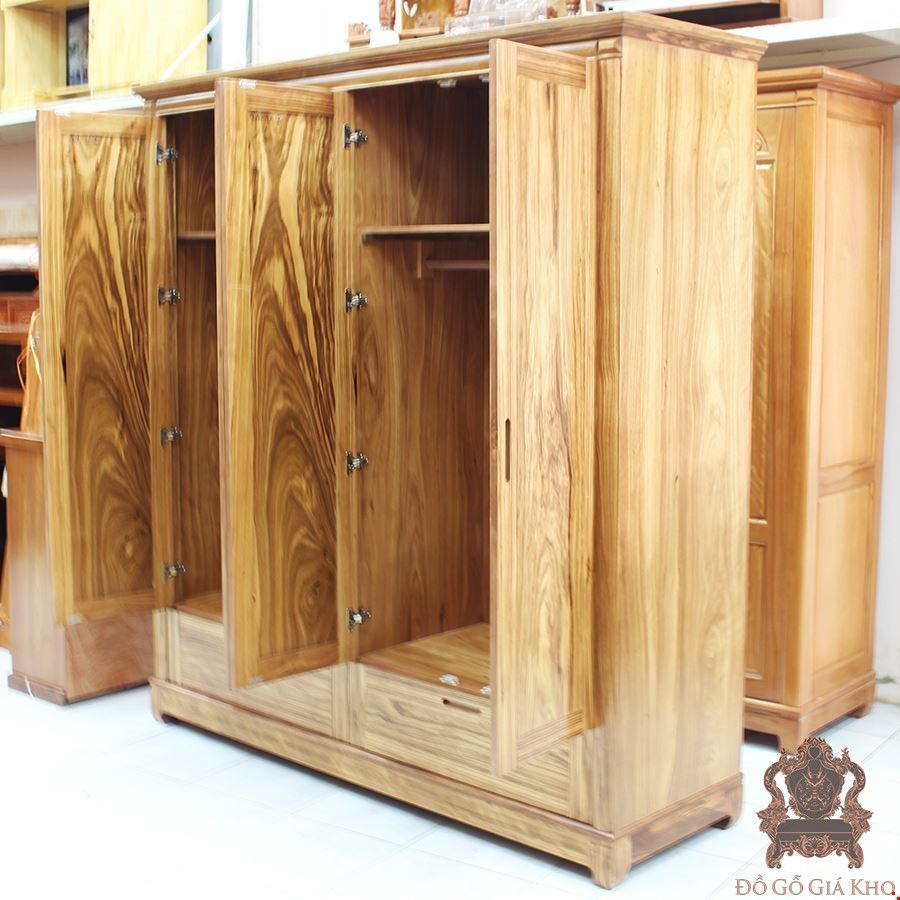 TA046 - TỦ QUẦN ÁO GỖ HƯƠNG XÁM 4 CÁNH CAO CẤP - PN