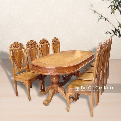 BA016 - BÀN ĂN OVAL GỖ GÕ ĐỎ - PB