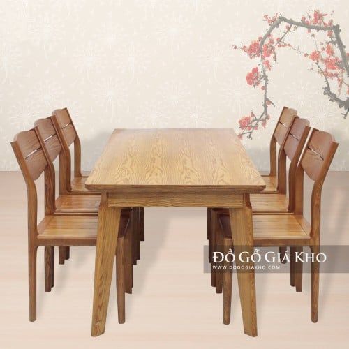BA036 - BÀN ĂN GỖ SỒI LAU - PB