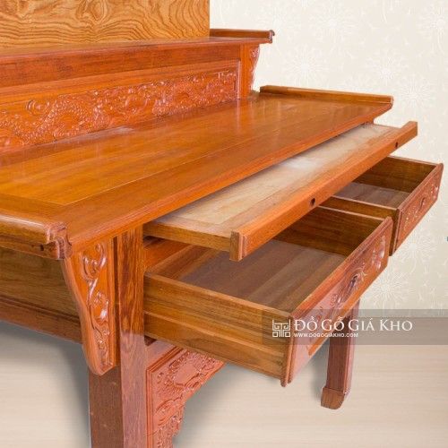 BT028 - BÀN THỜ GỖ CĂM XE 2 TẦNG - PT