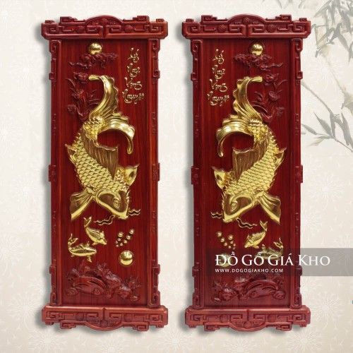TCB002 - TRANH GỖ HƯƠNG MẠ VÀNG LÝ NGƯ VỌNG NGUYỆT - PK