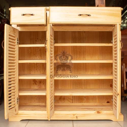 TG003 - TỦ GIÀY GỖ THÔNG 3 CÁNH - PK