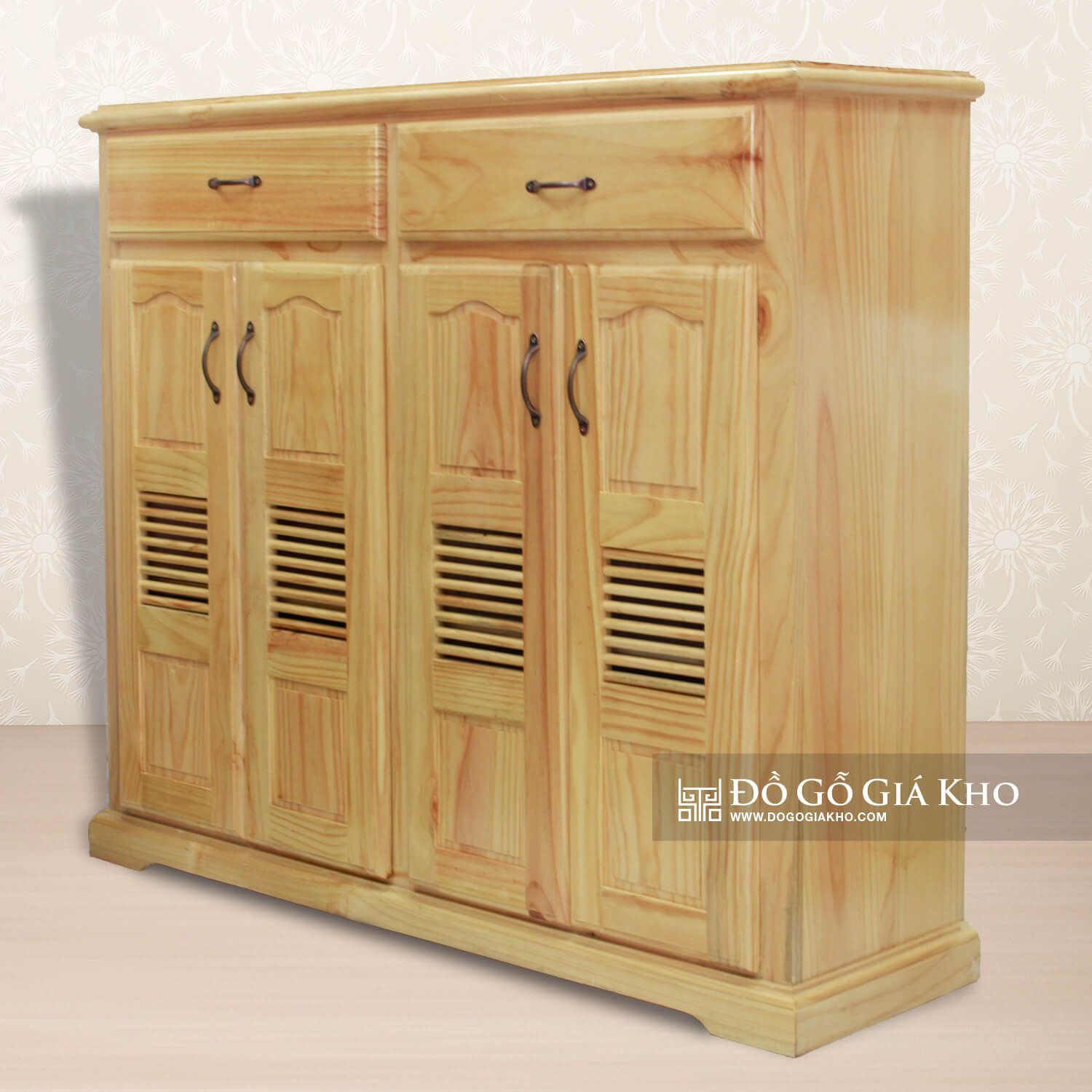 TG004 - TỦ GIÀY GỖ THÔNG GHÉP 4 CÁNH - PK
