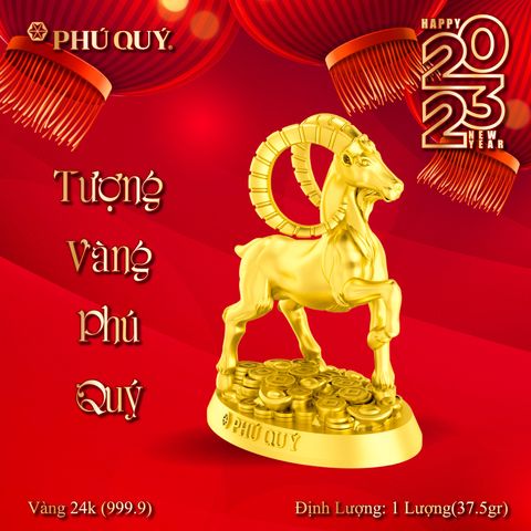 Dê vàng  24K (999.9) - Tượng con giáp Phú Quý