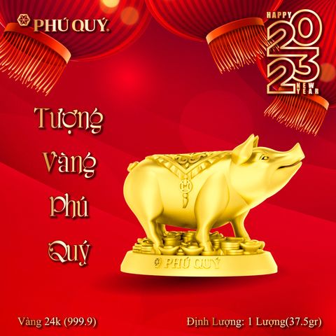 Heo vàng 24K (999.9) - Tượng con giáp Phú Quý