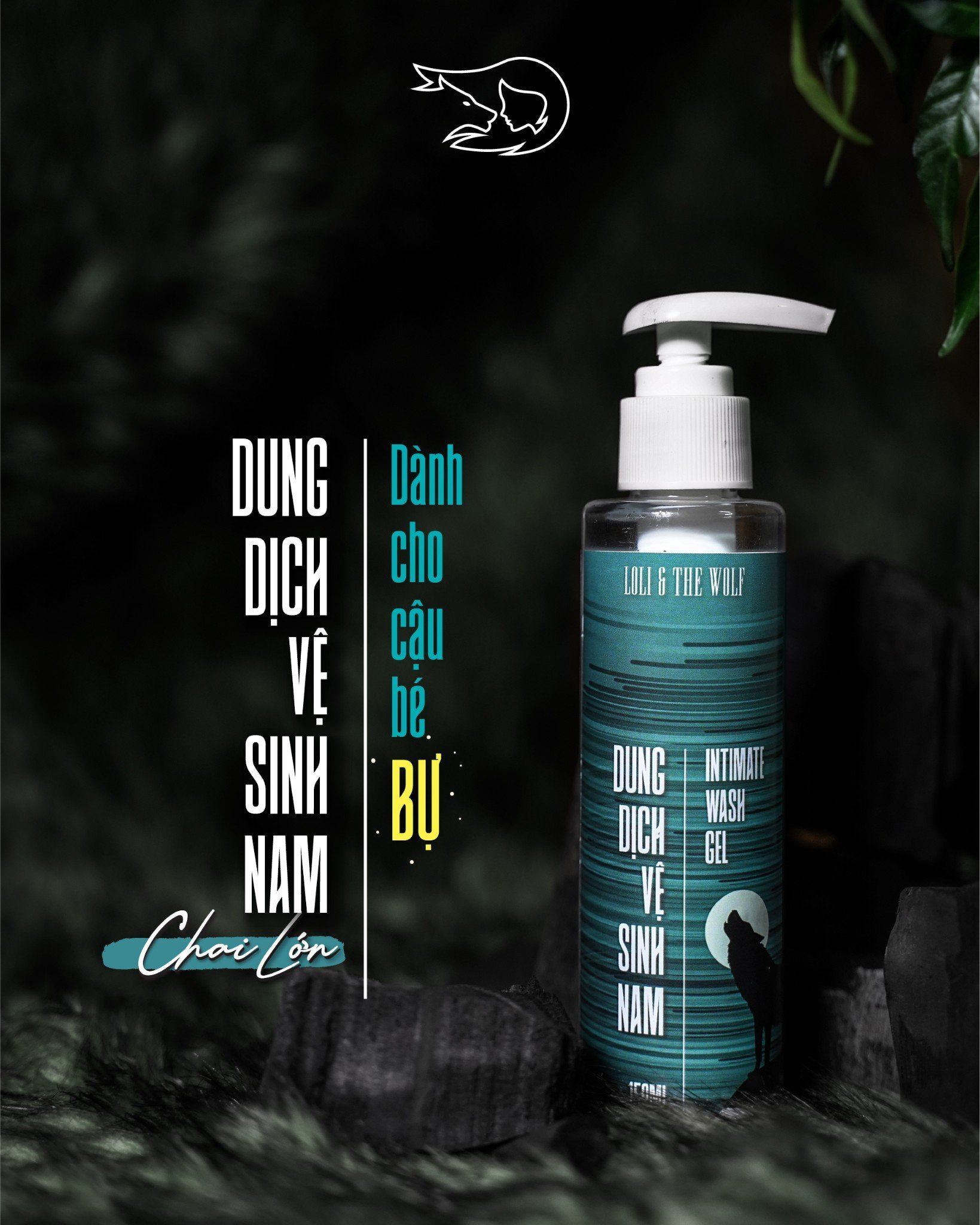 Dung dịch vệ sinh nam chai lớn 150ml thành phần tự nhiên, làm sạch, khử mùi hôi, giảm viêm ngứa vùng kín - LOLI & THE WOLF