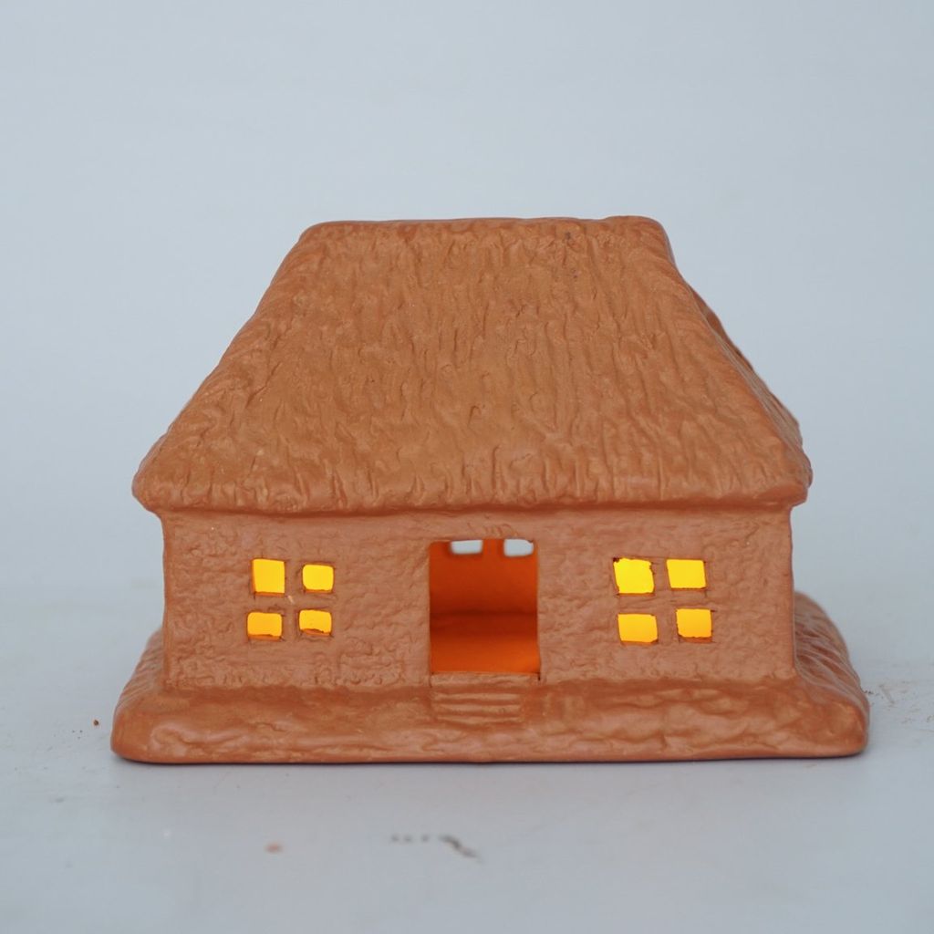 Đèn Đốt Nến Đất Nung - Nhà Tranh - DN29