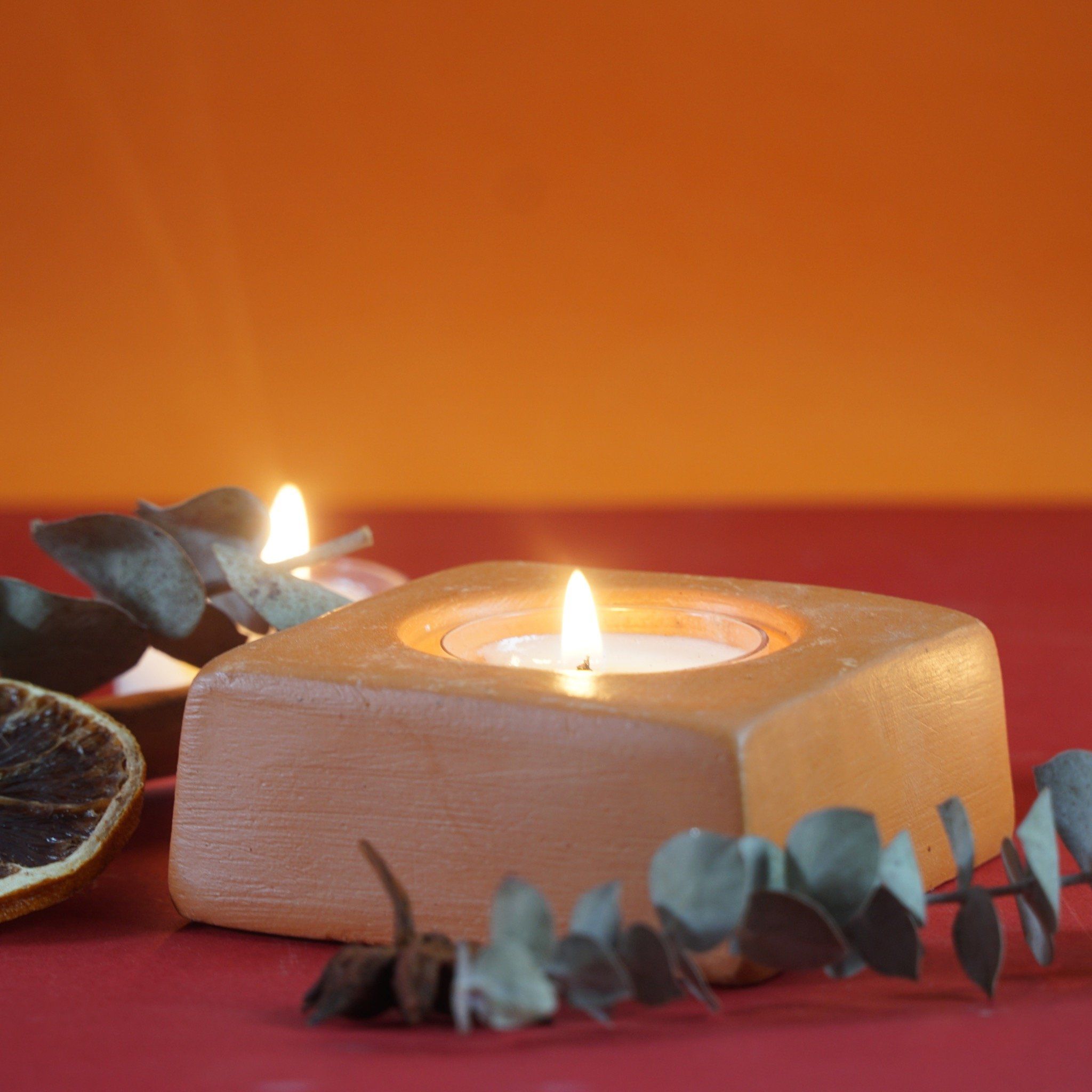 Đế Bỏ Nến Tealight Đất Nung Hình Vuông - DN34