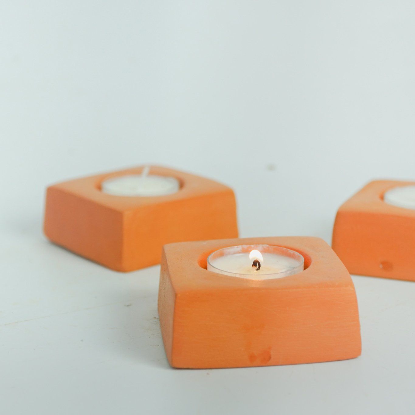 Đế Bỏ Nến Tealight Đất Nung Hình Vuông - DN34