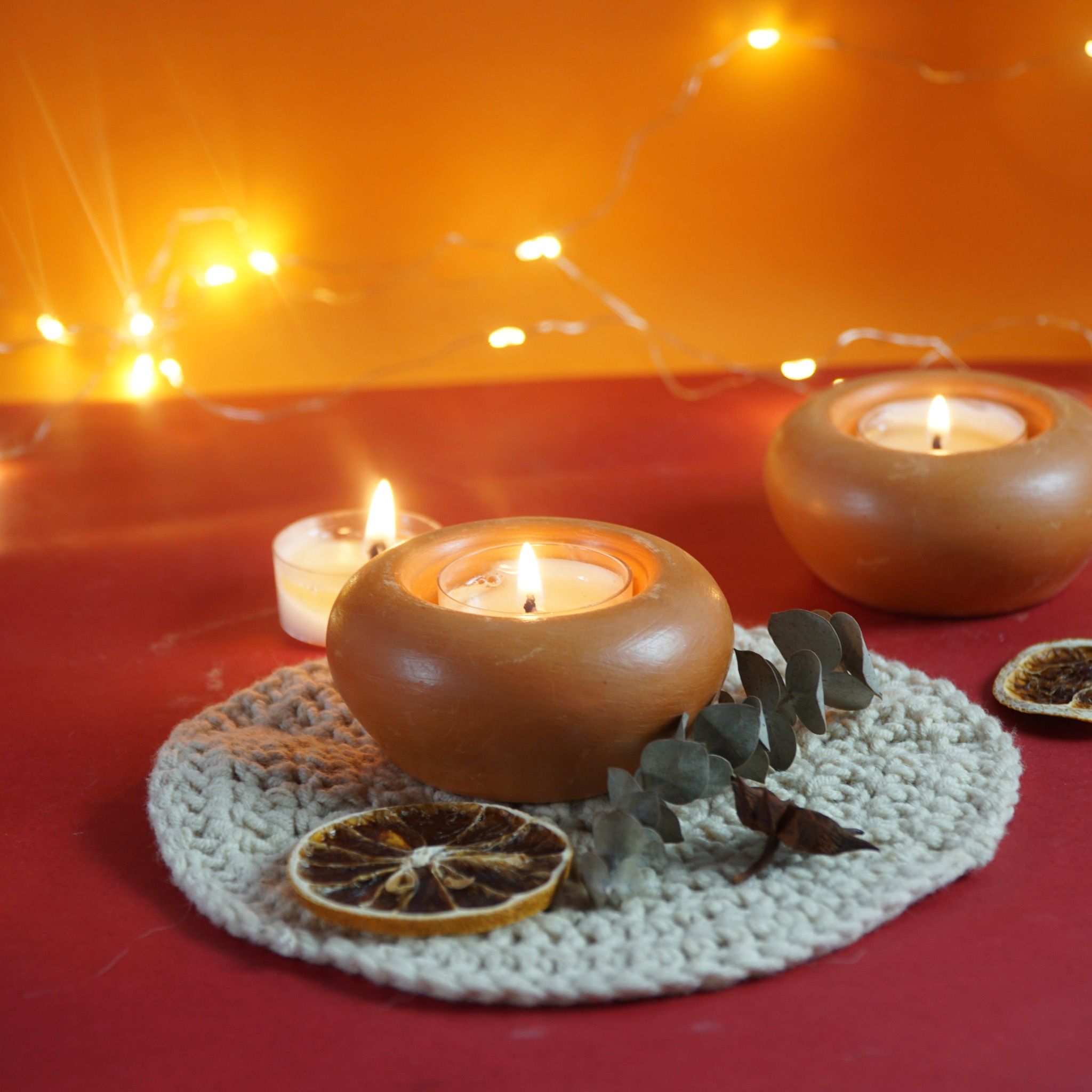 Đế Bỏ Nến Tealight Đất Nung Hình Tròn - DN35