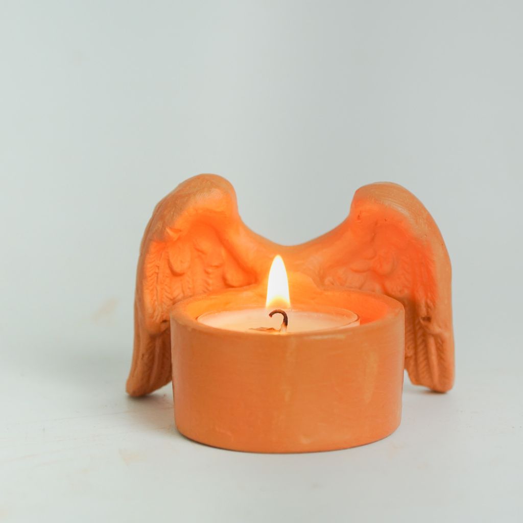 Đèn Đốt Nến Đất Nung Hình Cánh Thiên Thần -Angel Wings Candle Holder - DN48