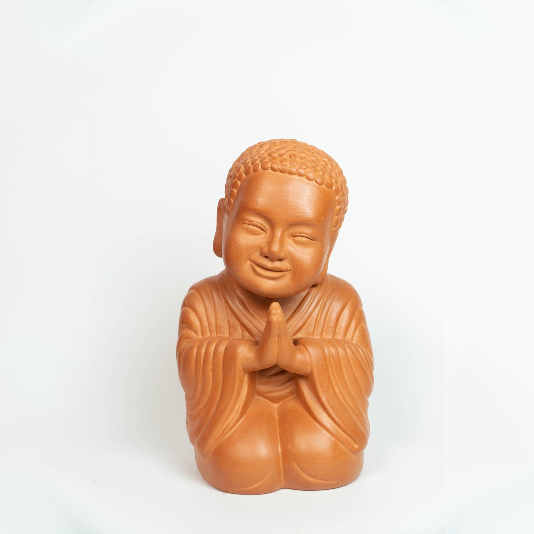 Tượng Chú Tiểu Đất Nung Chắp Tay - TTT54