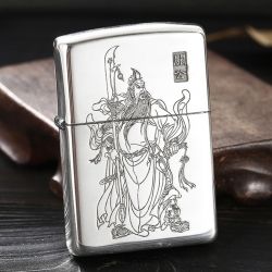 Bật Lửa Zippo Chính Hãng Bạc Khối 925 Khắc Quan Vân Trường - ZB34