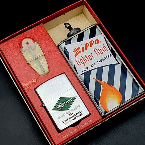 SET BẬT LỬA ZIPPO BÌNH XĂNG VỈ ĐÁ CỔ 1954 ( BÌNH XĂNG CHƯA MỞ) ZS14