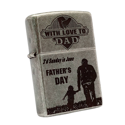 Bật Lửa Zippo Antique Silver Plated Khắc Father's Day Z319