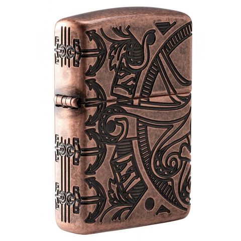 Bật Lửa Zippo 49000 – Zippo Armor MultiCut Nautical Scene Antique Copper Z264