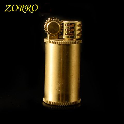 BẬT LỬA XĂNG ĐÁ ZORRO BRASS ĐỒNG THÔ TRỤ TRÒN THẤP ZO36T