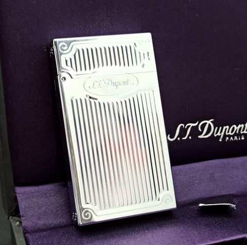 BẬT LỬA DUPONT XĂNG VIỀN BÓNG SỌC THẲNG MẠ BẠC KIM DX12 SỬ DỤNG XĂNG BẬT LỬA ZIPPO