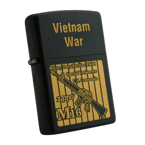 BẬT LỬA ZIPPO CỐT ĐỒNG SƠN TĨNH ĐIỆN CHỦ ĐỀ CHIẾN TRANH VIETNAM WAR SÚNG M16 - Z222
