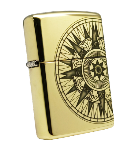 BẬT LỬA ZIPPO BRASS ĐỒNG KHỐI HỌA TIẾT LA BÀN - BẢN ĐỒ ZKB90