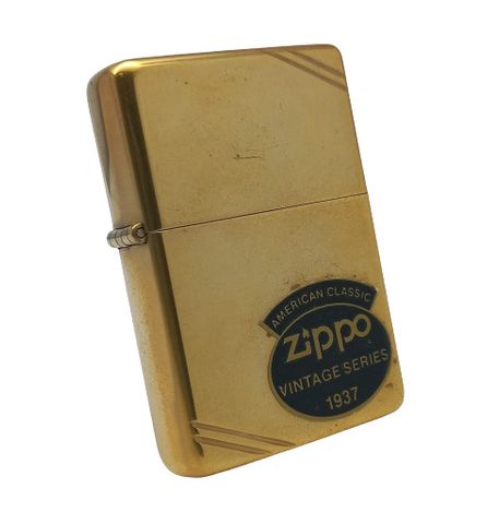 Bật Lửa Zippo Đồng Khối Vintage Chặt Góc Trơn Bóng Năm 1987 Đời III La Mã  ZL342