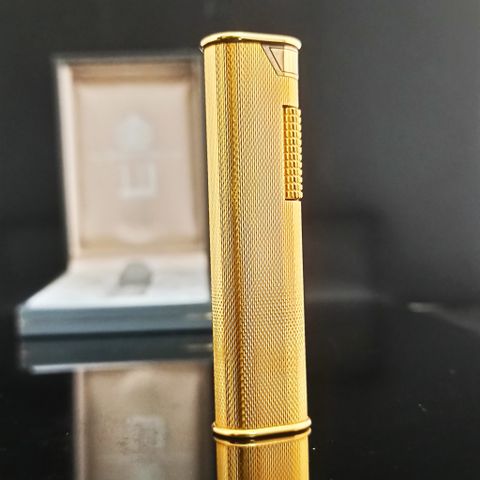 Bật Lửa Dunhill Bọc Vàng Ovan Vân Xéo Lửa Xéo DH104