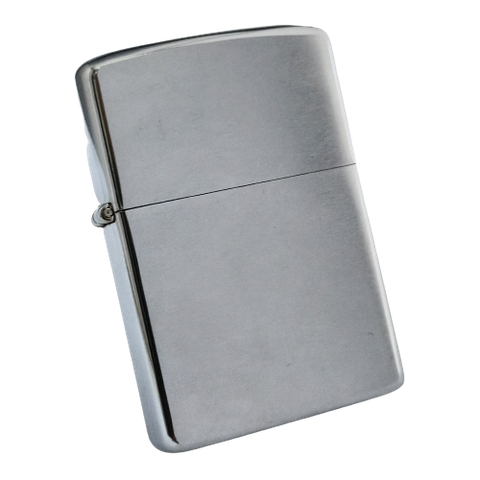 Bật Lửa Zippo Cổ Đồng Khối Mạ Chrome Phay Xước Trơn Năm 1974 Đời 8 Vạch Sắc ZC136