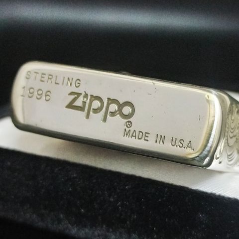 Bật Lửa Zippo Bạc Đúc Nguyên Khối Sterling Chạm Khắc Thủ Công Hoa Văn 5 Mặt Năm 1996 ZBU96