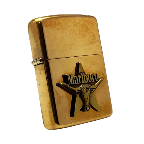 Bật Lửa Zippo Đồng Khối Marlboro Longhorns Đầu Bò Chu Niên 1932-1990 Cực Hiếm ZQH78