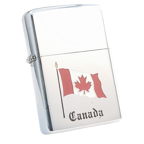 Bật Lửa Zippo Canada Khắc Ăn Mòn Phủ Sơn Quốc Kỳ Canada Hiếm Gặp Đời Mộc Đáy 3 Hàng Chữ Năm 1970 ZQH86
